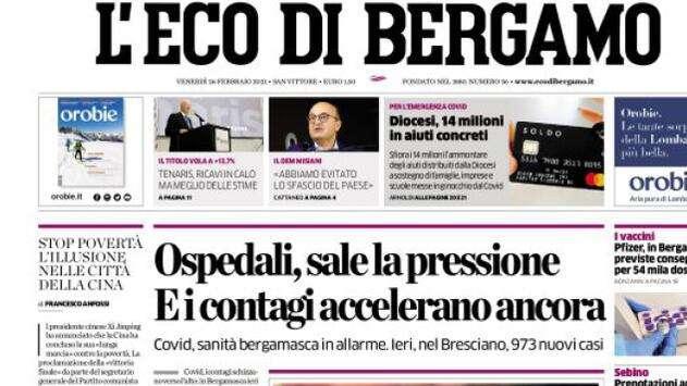 L'Eco di Bergamo: "Ospedali, sale la pressione. E i contagi accelerano ancora"