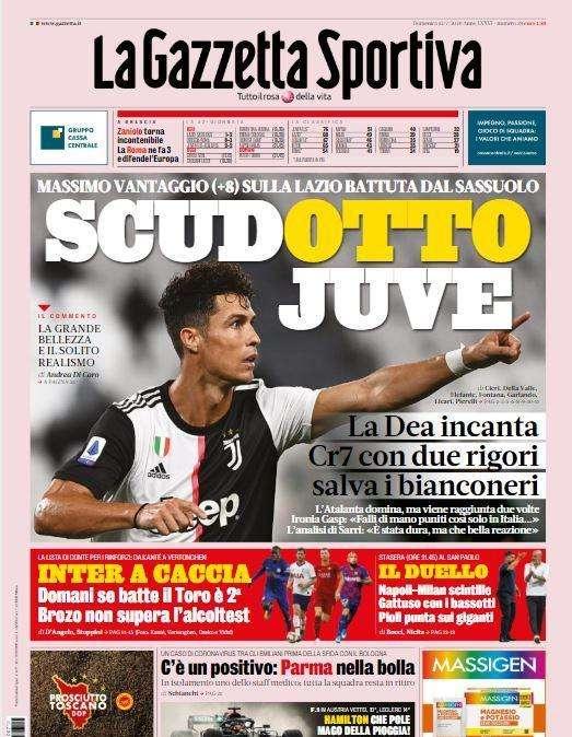 L'apertura de La Gazzetta dello Sport: "Scudotto Juve"