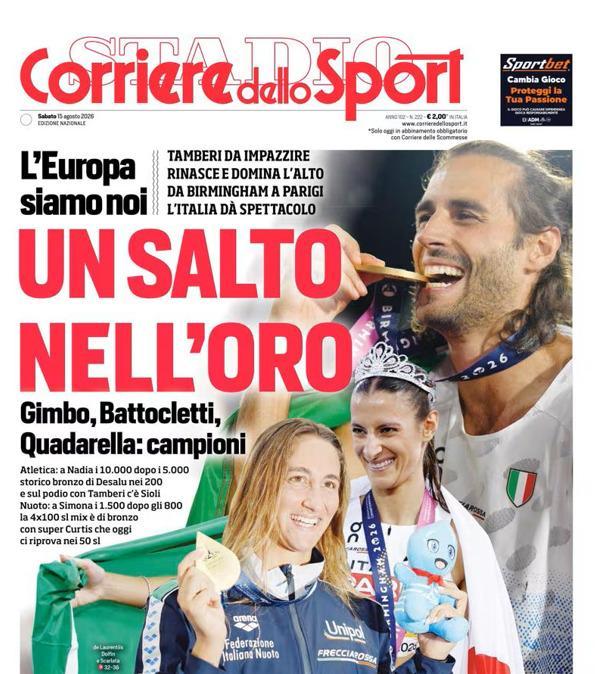 PRIMA PAGINA - Corriere dello Sport: "Un salto nell'oro"