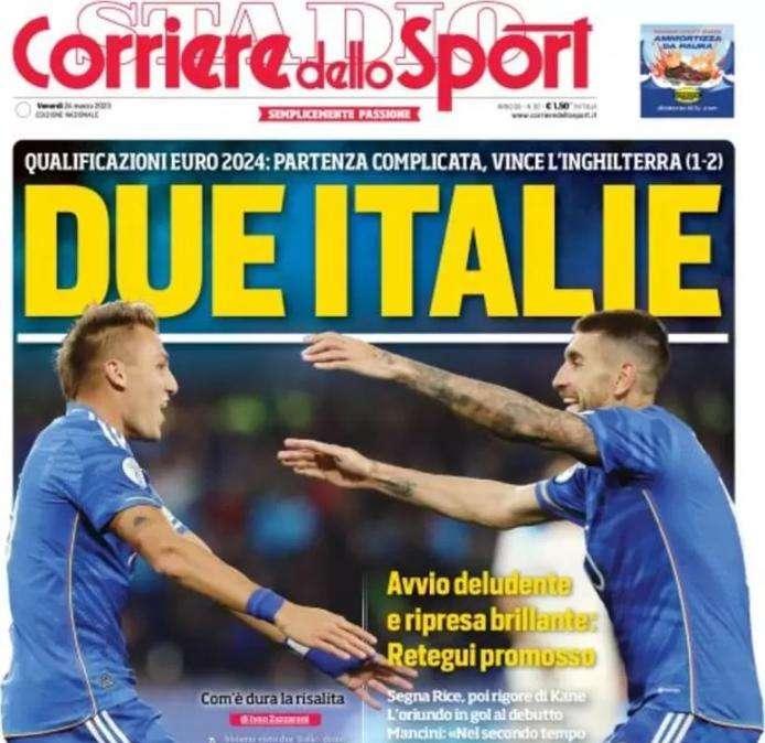 L'apertura del Corriere dello Sport sul ko della Nazionale: "Due Italie"