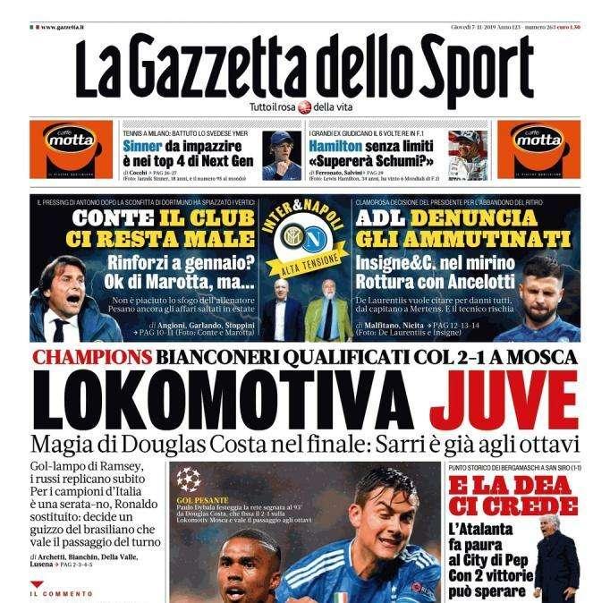 La Gazzetta dello Sport in apertura: "E la Dea ci crede"