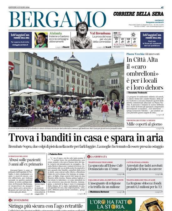 PRIMA PAGINA - Corriere di Bergamo: "Insieme a Gaetano ecco la campagna abbonamenti"