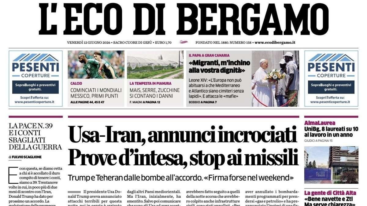 PRIMA PAGINA – L'Eco di Bergamo: "Palestra e gli altri. Per l'Atalanta è l'ora di prestiti e riscatti"