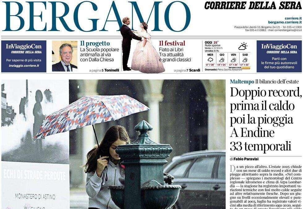 PRIMA PAGINA - Corriere di Bergamo: "Atalanta, la pausa regala un CDK in più"