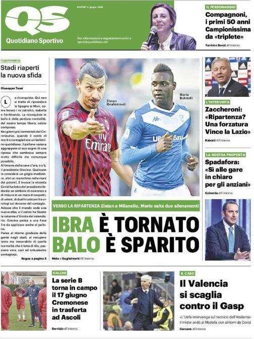 QS su Milan e Brescia: "Ibra è tornato, Balo è sparito"