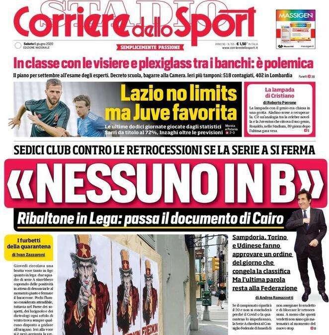 Corriere dello Sport, ribaltone in Lega: "Nessuno in Serie B"