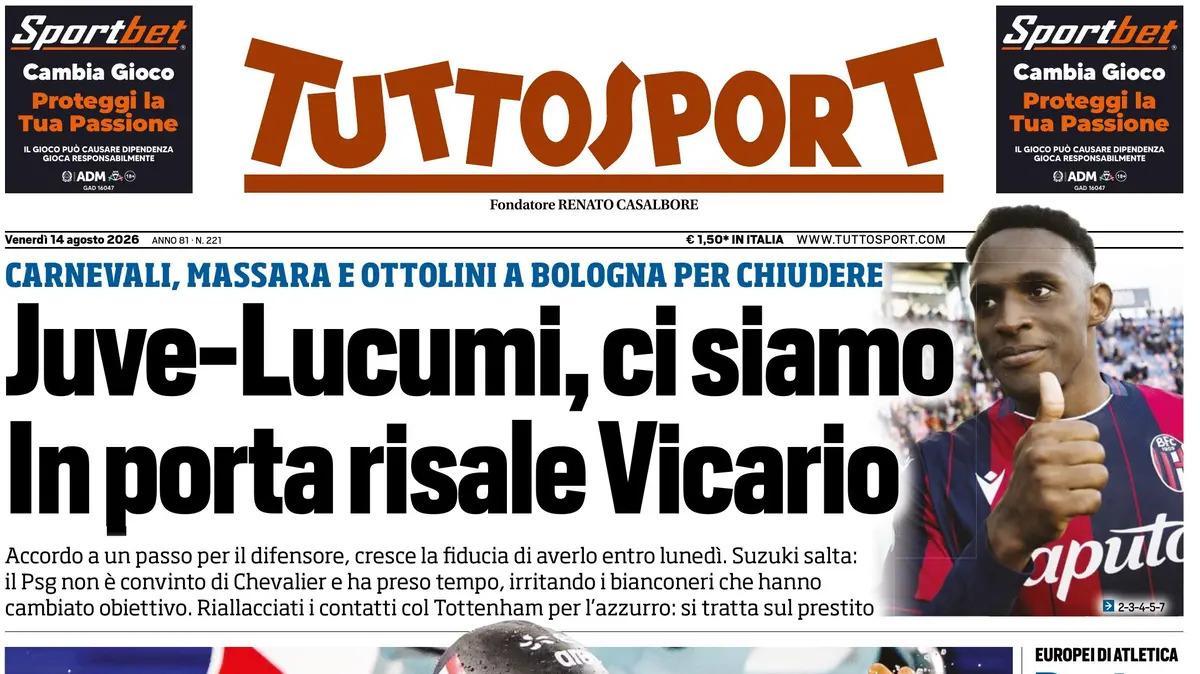 PRIMA PAGINA – Tuttosport: "Juve-Lucumi, ci siamo In porta risale Vicario"