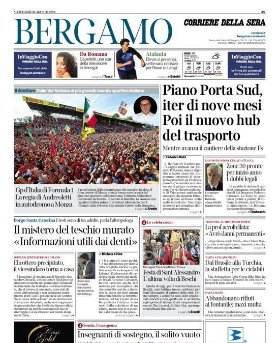 PRIMA PAGINA - Corriere di Bergamo: "Elmas si presenta, settimana decisiva per Rowe (o Lang)"