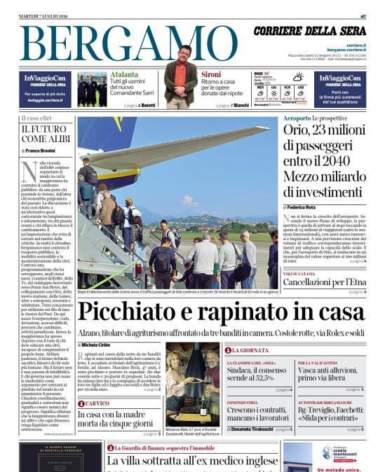 PRIMA PAGINA - Corriere di Bergamo: "Atalanta, tutti gli uomini del nuovo Comandante Sarri"