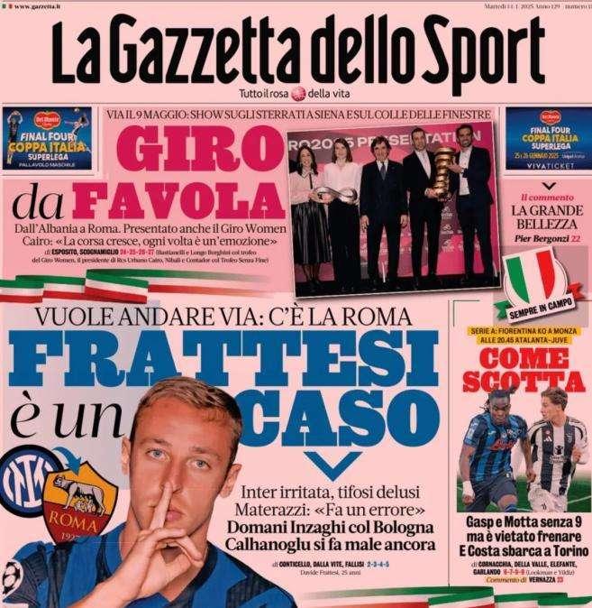 L'apertura de La Gazzetta dello Sport: "Ora Frattesi è un caso"