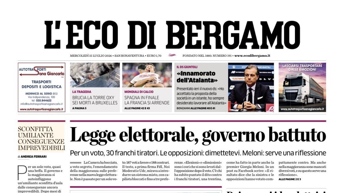 PRIMA PAGINA – L'Eco di Bergamo: "«Innamorato dell'Atalanta»"