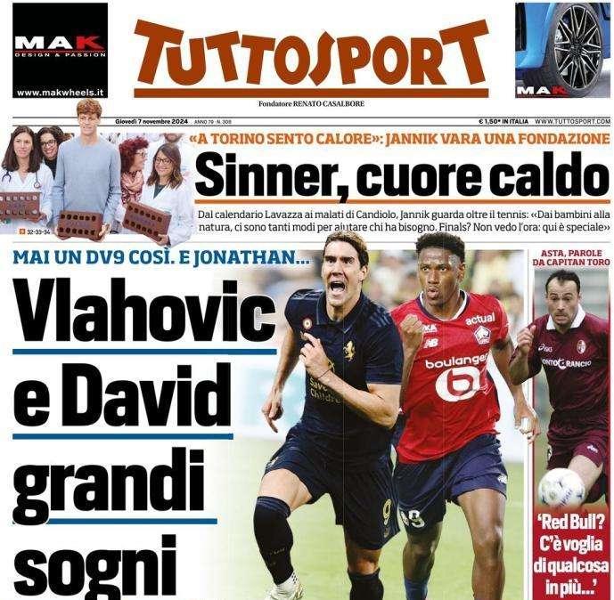 Tuttosport in apertura su un obiettivo della Juve: "Vlahovic e David grandi sogni"