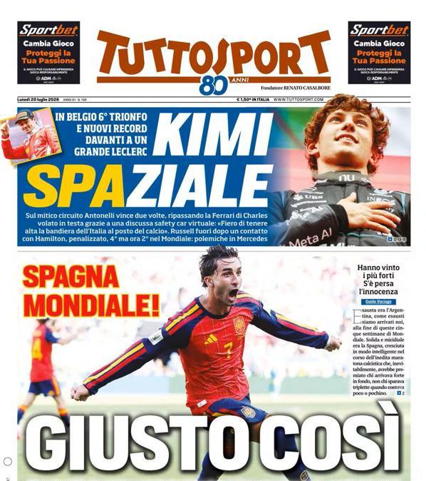 PRIMA PAGINA - Tuttosport: "Giusto così"
