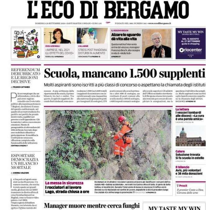 L'Eco di Bergamo: "Scuola, mancano 1.500 supplenti"