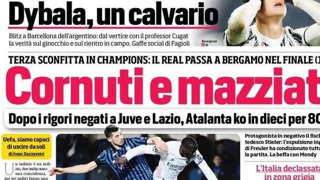 Corriere dello Sport in apertura: "Cornuti e mazziati"