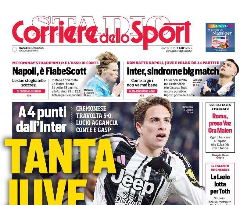 PRIMA PAGINA - Corriere dello Sport: "Tanta Juve"
