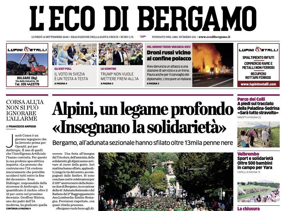 PRIMA PAGINA – L'Eco di Bergamo: "Atalanta, il gioco pian piano cresce. Ma ora serve di più"