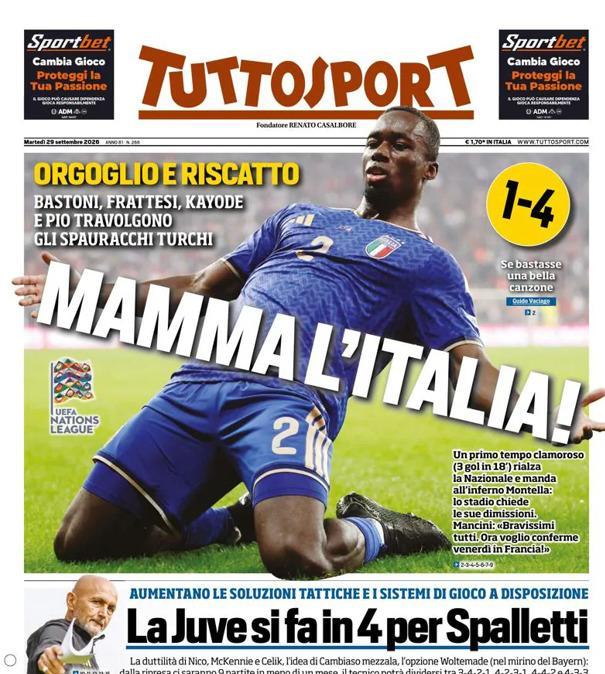 PRIMA PAGINA - Tuttosport: "Mamma l'Italia!"