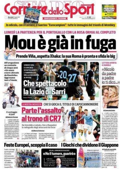 L'apertura del Corriere dello Sport: "Mou è già in fuga"