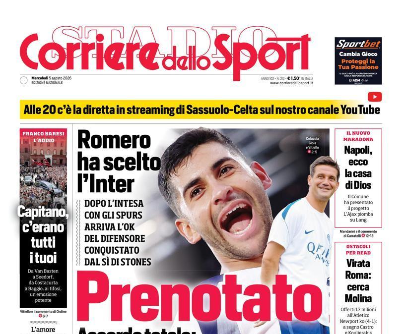 PRIMA PAGINA - Corriere dello Sport: "Prenotato"
