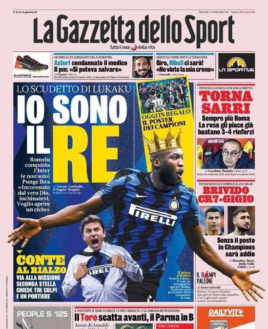 L'apertura de La Gazzetta dello Sport: "Brivido CR7-Gigio"