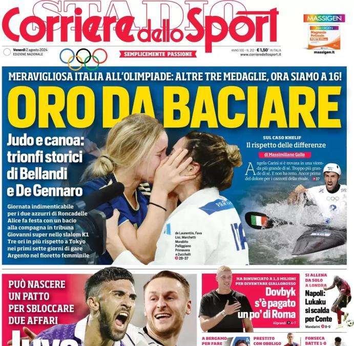 Il Corriere dello Sport così stamattina in prima pagina: "Juve la carta Nico"