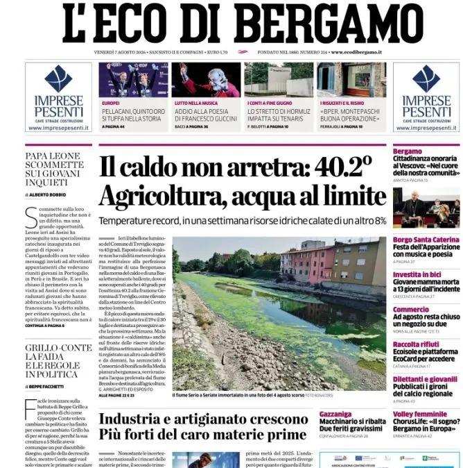 PRIMA PAGINA – L'Eco di Bergamo: "Gosens: «Bergamo sempre casa mia. Incuriosito da Sarri»"