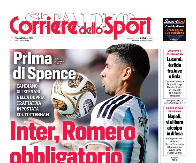 PRIMA PAGINA - Corriere dello Sport: "Inter, Romero obbligatorio"