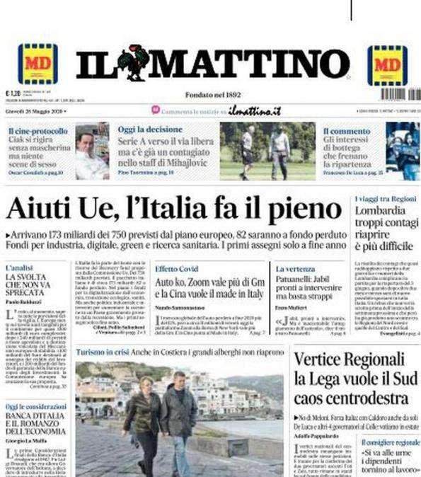 PRIME PAGINE - "Aiuti Ue, l'Italia fa il pieno". "Pedaggi, ecco i tagli previsti" 