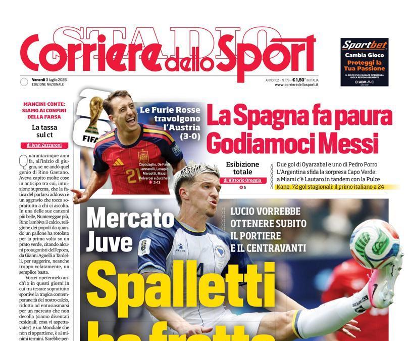 PRIMA PAGINA - Corriere dello Sport: "Spalletti ha fretta"