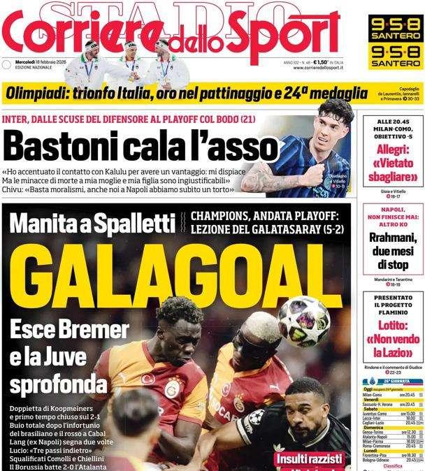 PRIMA PAGINA - Corriere dello Sport: "Galagoal"