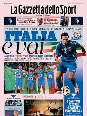 Azzurri lanciati tra atletica e calcio, La Gazzetta dello Sport titola: "Italia e vai"