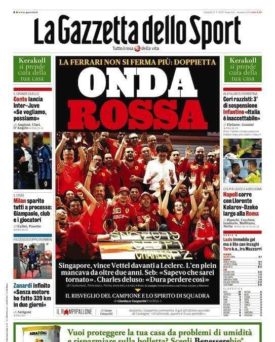 L'apertura de La Gazzetta dello Sport: "Conte lancia Inter-Juve"