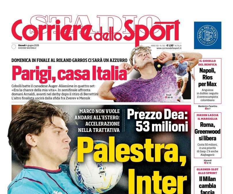 PRIMA PAGINA - Corriere dello Sport: "Palestra, Inter più vicina"