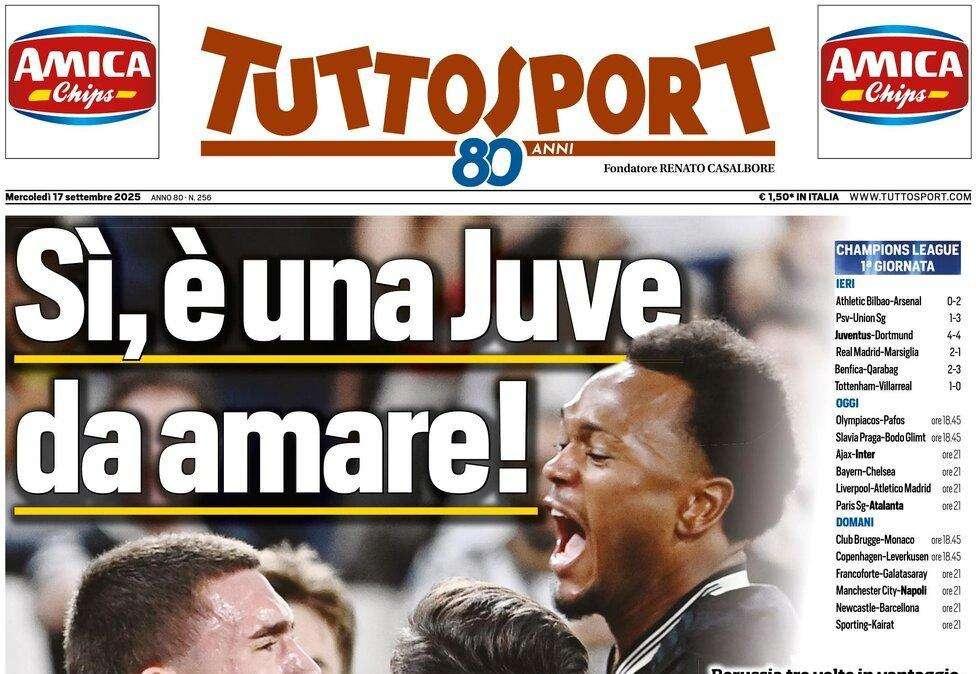 PRIMA PAGINA - TuttoSport: Parigi val bene una Dea «Psg con punti deboli»