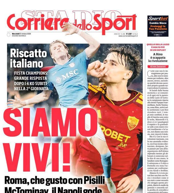 PRIMA PAGINA - Gazzetta dello Sport: "Siamo vivi!"