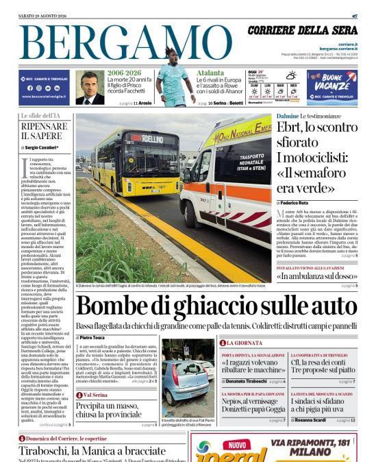 PRIMA PAGINA - Corriere di Bergamo:  "Atalanta / Le 6 rivali in Europa e l'assalto a Rowe con i soldi di Ahanor"