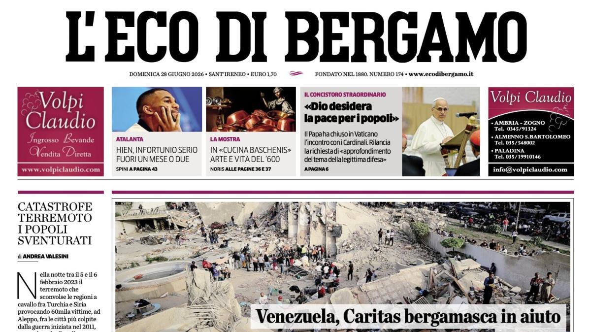 PRIMA PAGINA – L'Eco di Bergamo: "Hien, infortunio serio: fuori un mese o due"