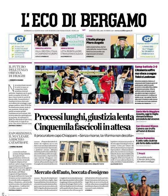 L'Eco di Bergamo: "L’Atalanta soffre ma vince: a segno  Toloi e Lookman"