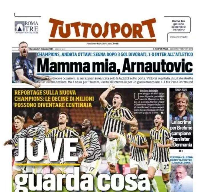 Tuttosport in apertura sulla nuova Champions: "Juve, guarda cosa ti giochi"