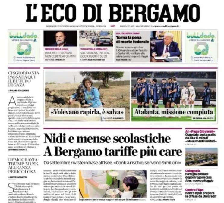 Atalanta a valanga sullo Sturm Graz. L'Eco di Bergamo titola: "Missione compiuta"