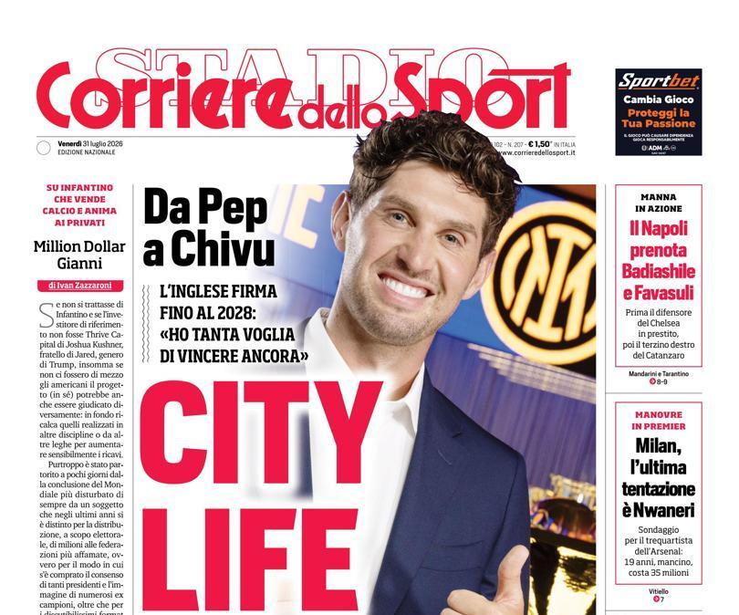 PRIMA PAGINA - Corriere dello Sport: "City life"