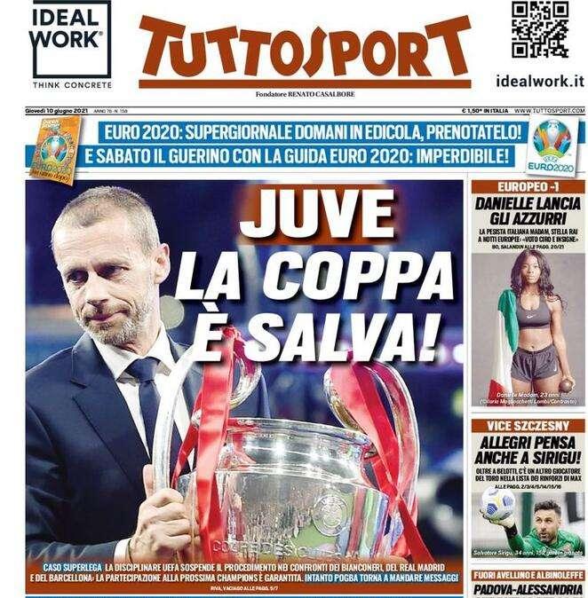 Tuttosport in apertura: "Juve, la coppa è salva!"