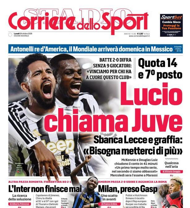 PRIMA PAGINA - Corriere dello Sport: "Lucio chiama Juve"
