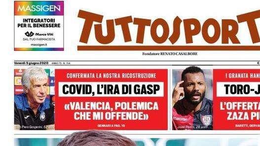 Tuttosport: "COVID, l'ira di Gasp" 