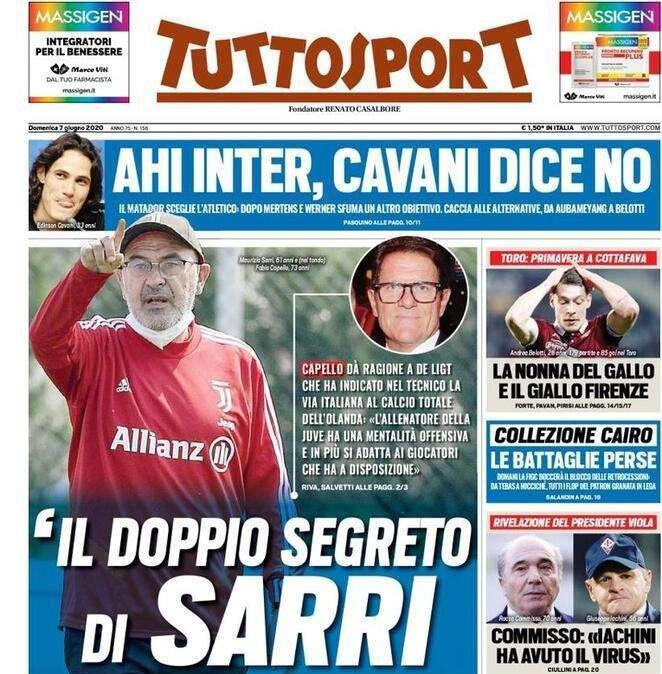 Tuttosport in apertura, Commisso: 'Iachini ha avuto il virus'"
