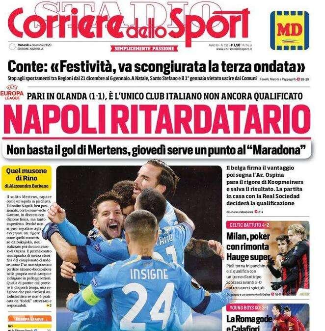 Corriere dello Sport in apertura: "Napoli ritardatario"