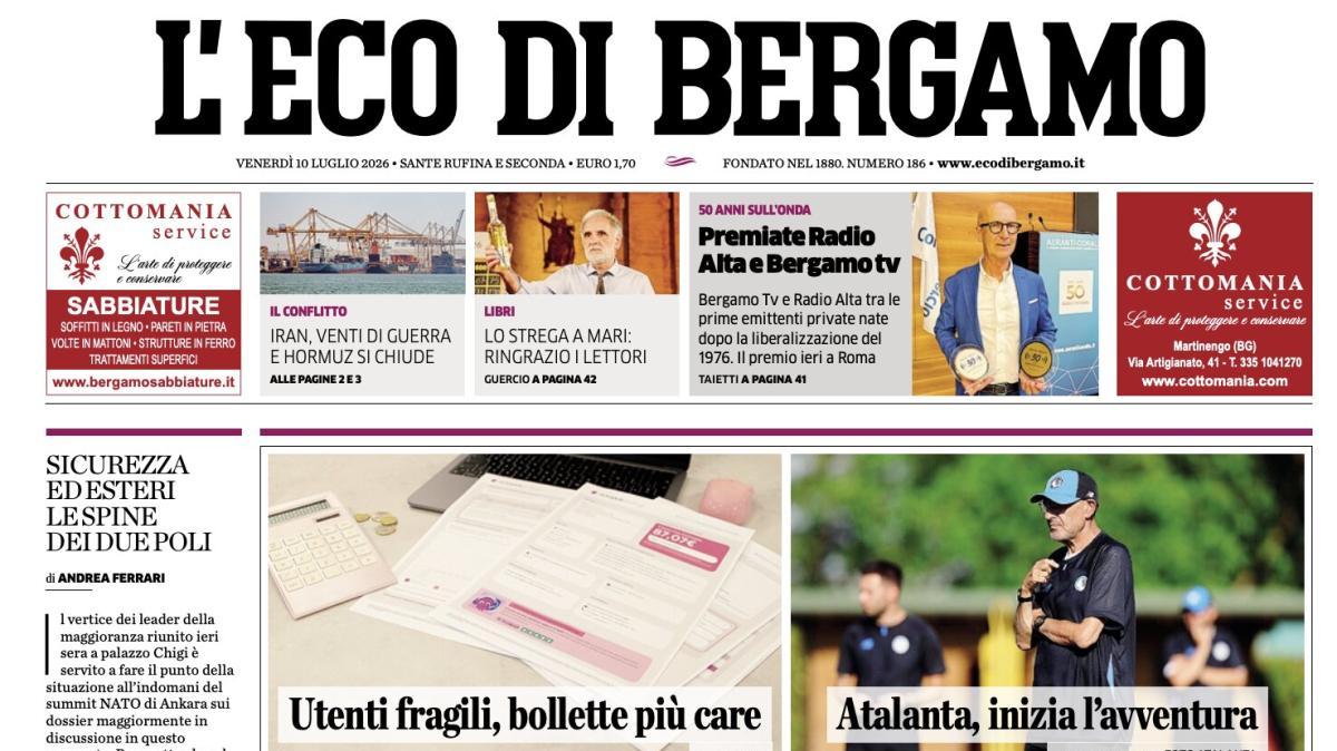 PRIMA PAGINA – L'Eco di Bergamo: "Atalanta, inizia l'avventura"