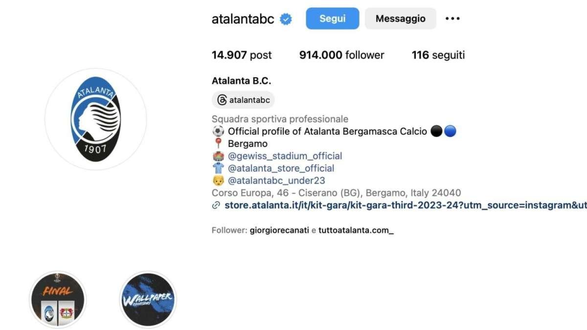 Effetto Europa League - Esplosione di follower per l'account Instagram dell'Atalanta