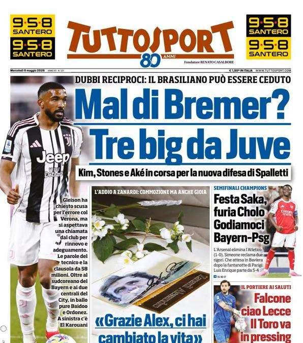 PRIMA PAGINA - Tuttosport: "Mal di Bremer? Tre big da Juve"